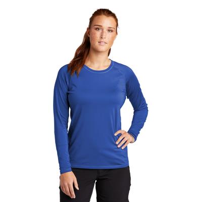 Sport-Tek LST470LS Athletic Women's Long Sleeve Rashguard Top in True Royal Blue size Small | Polyester/Spandex Blend