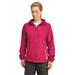 Sport-Tek LST76 Women's Colorblock Hooded Raglan Jacket in Pink Raspberry/White size XS | Polyester