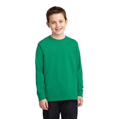 Port & Company PC54YLS Youth Long Sleeve Core Cotton Top in Kelly size XL