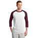 Sport-Tek T200 Colorblock Raglan Jersey T-Shirt in White/Maroon size XL | Cotton