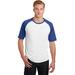 Sport-Tek T201 Short Sleeve Colorblock Raglan Jersey T-Shirt in White/Royal size XL | Cotton