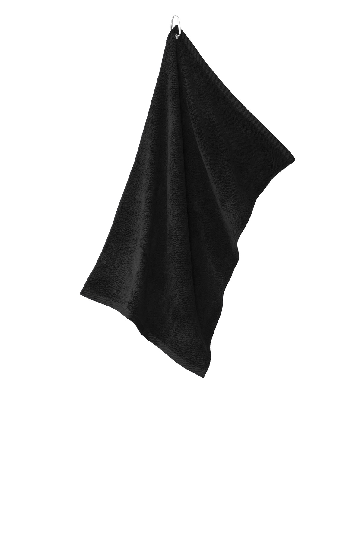 Port Authority TW530 Grommeted Microfiber Golf Towel in Black size OSFA | Polyester/Nylon Blend