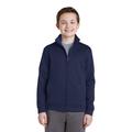 Sport-Tek YST241 Youth Sport-Wick Fleece Full-Zip Jacket in Navy Blue size Small | Polyester