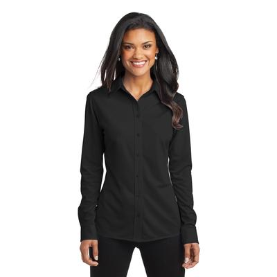 Port Authority L570 Women's Dimension Knit Dress Shirt in Black size 3XL | Polyester