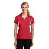 Sport-Tek LST655 Women's Side Blocked Micropique Sport-Wick Polo Shirt in True Red/White size 2XL | Polyester