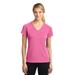 Sport-Tek LST700 Women's Ultimate Performance V-Neck T-Shirt in Bright Pink size 3XL | Polyester/Spandex Blend