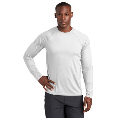 Sport-Tek ST470LS Athletic Long Sleeve Rashguard Top in White size 4XL | Polyester/Spandex Blend