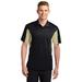 Sport-Tek ST655 Side Blocked Micropique Sport-Wick Polo Shirt in Black/Vegas Gold size Medium | Polyester