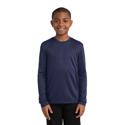 Sport-Tek YST350LS Youth Long Sleeve PosiCharge Competitor Top in True Navy Blue size XL | Polyester