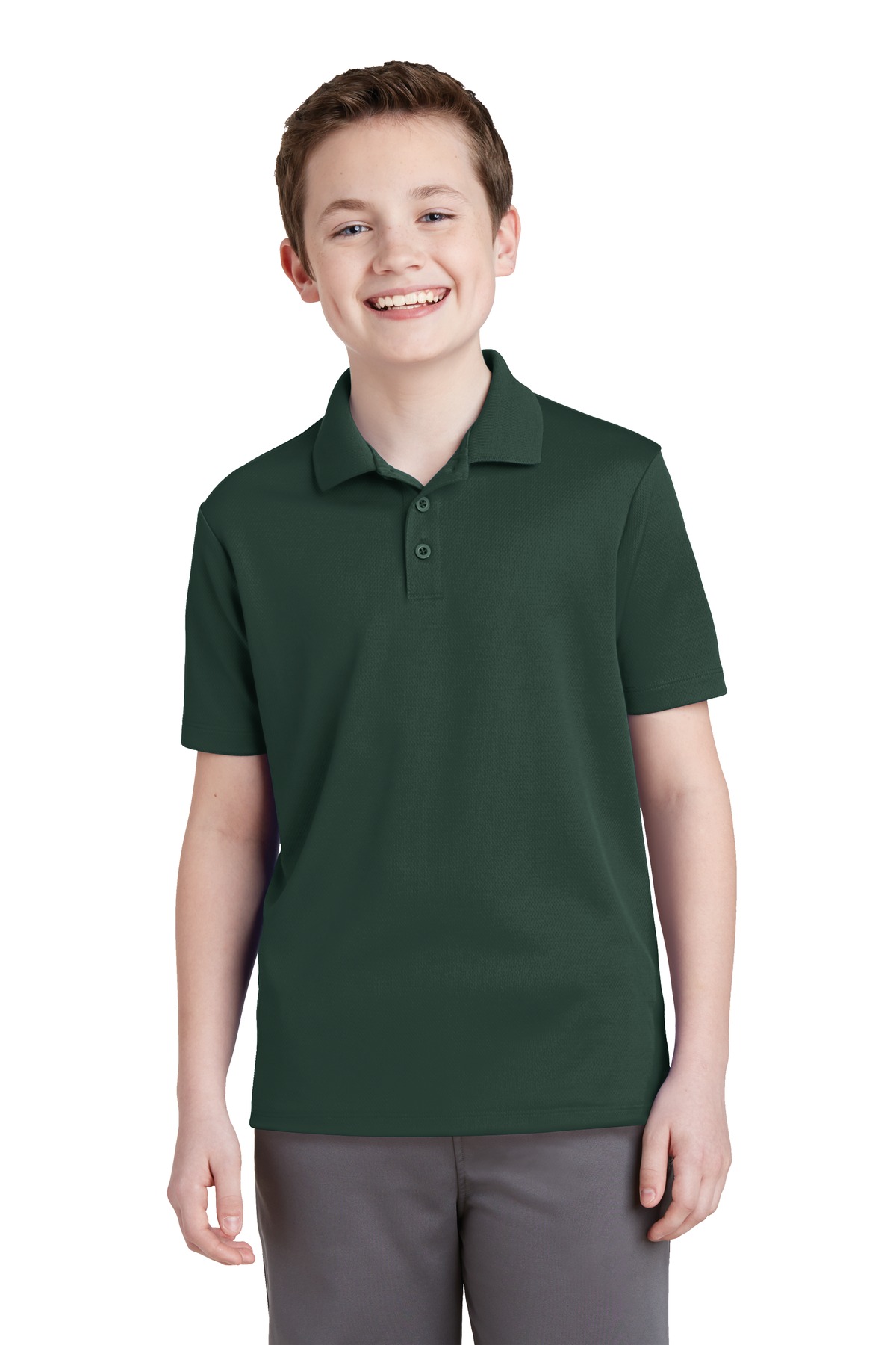 Sport-Tek YST640 Youth PosiCharge RacerMesh Polo Shirt in Dark Forest Green size XS | Polyester