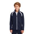Sport-Tek YST90 Youth Tricot Track Jacket in True Navy Blue/White size XS | Polyester