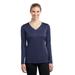 Sport-Tek LST353LS Women's Long Sleeve PosiCharge Competitor V-Neck Top in True Navy Blue size 2XL | Polyester