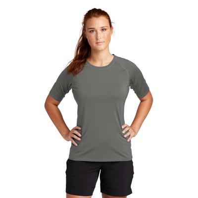 Sport-Tek LST470 Athletic Women's Rashguard Top in Dark Smoke Grey size 3XL | Polyester/Spandex Blend