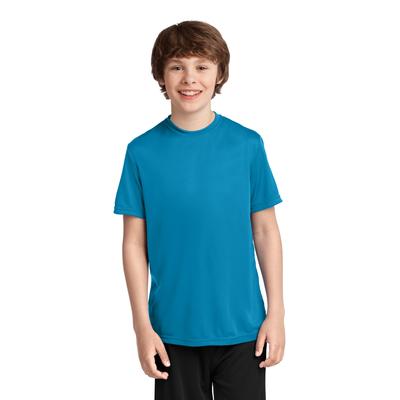 Port & Company PC380Y Youth Performance Top in Neon Blue size XS | Polyester