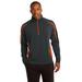 Sport-Tek ST851 Sport-Wick Stretch 1/2-Zip Colorblock Pullover T-Shirt in Charcoal Gray/Deep Orange size XS | Polyester/Spandex Blend