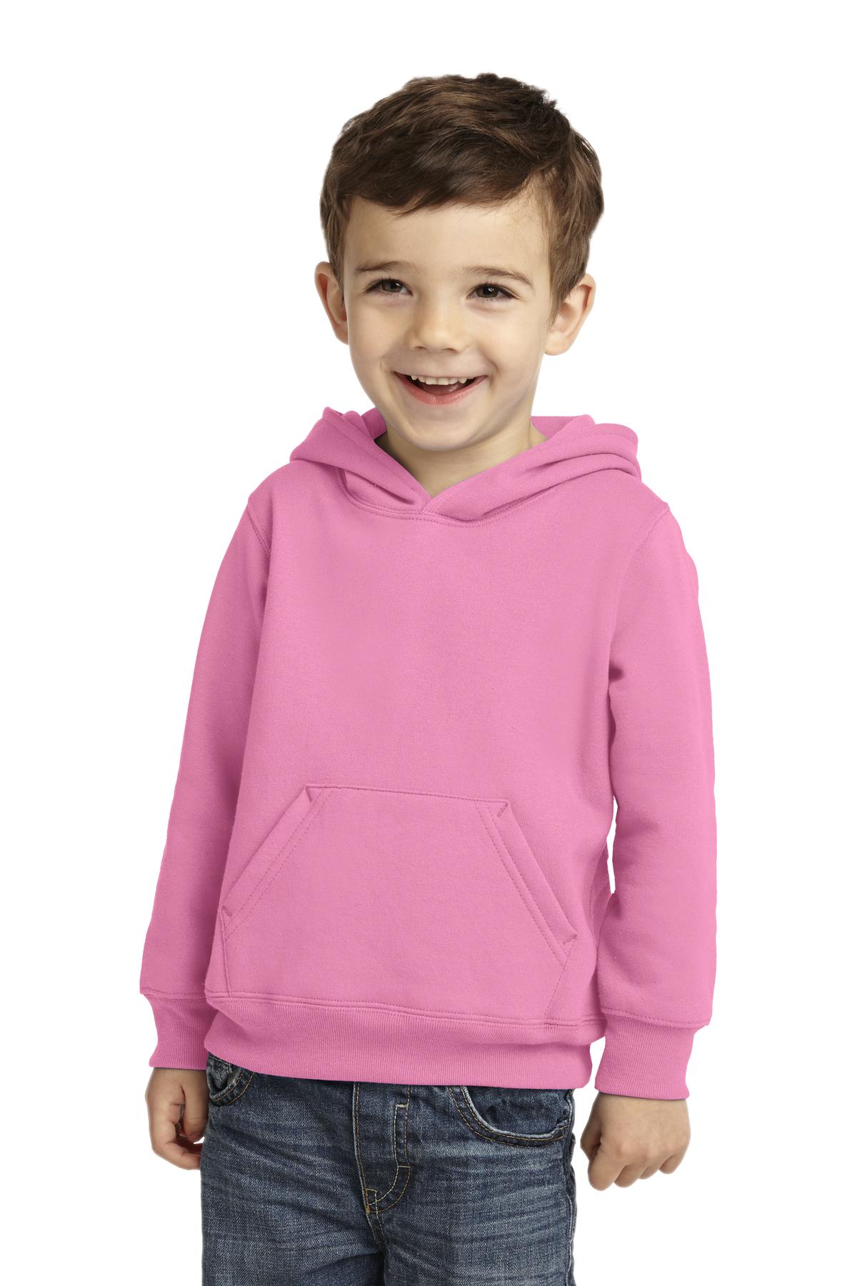 Port & Company CAR78TH Toddler Core Fleece Pullover Hooded Sweatshirt in Candy Pink size 2T