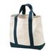 Port Authority B400 - Two-Tone Shopping Tote Bag in Natural/Navy Blue size OSFA | Cotton