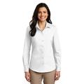 Port Authority LW100 Women's Long Sleeve Carefree Poplin Shirt in White size XS | Cotton/Polyester Blend