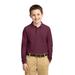 Port Authority Y500LS Youth Long Sleeve Silk Touch Polo Shirt in Burgundy size Large | Cotton Blend