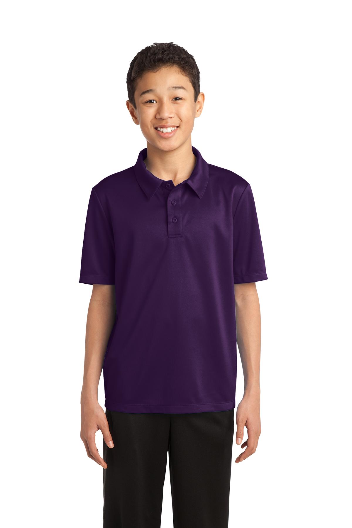 Port Authority Y540 Youth Silk Touch Performance Polo Shirt in Bright Purple size Large | Polyester