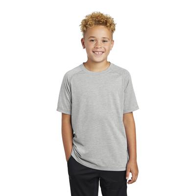 Sport-Tek YST400 Youth PosiCharge Tri-Blend Wicking Raglan Top in Light Grey Heather size XL | Triblend