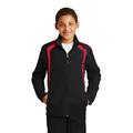 Sport-Tek YST60 Athletic Youth Colorblock Raglan Jacket in Black/True Red size XL | Polyester