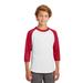 Sport-Tek YT200 Youth Colorblock Raglan Jersey T-Shirt in White/Red size XS | Cotton