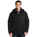 Port Authority J302 Herringbone 3-in-1 Parka Jacket in Black size Medium | Polyester