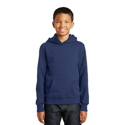 Port & Company PC850YH Youth Fan Favorite Fleece Pullover Hooded Sweatshirt in Team Navy Blue size Medium | Cotton