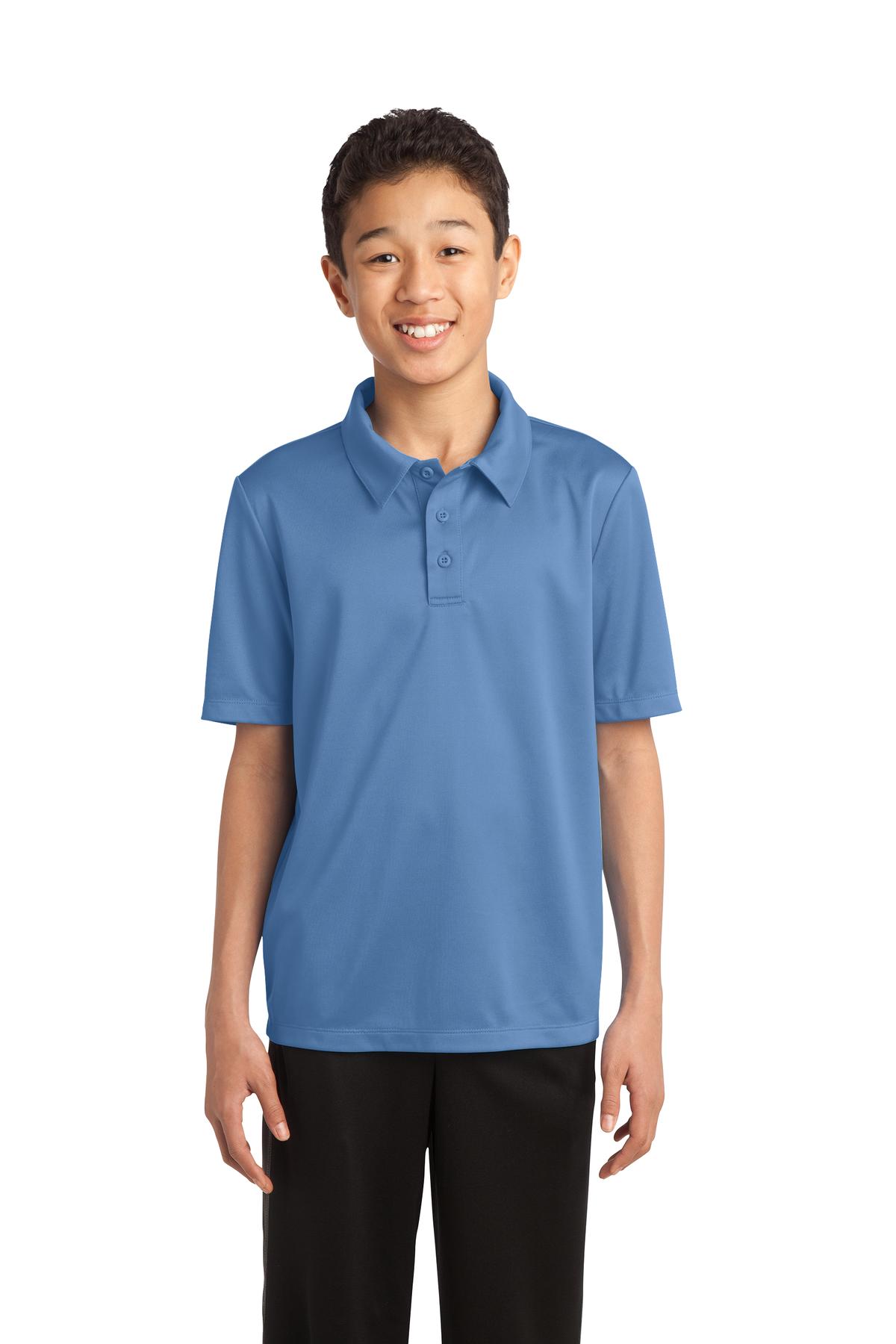 Port Authority Y540 Youth Silk Touch Performance Polo Shirt in Carolina Blue size XS | Polyester