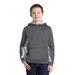 Sport-Tek YST239 Youth Sport-Wick CamoHex Fleece Colorblock Hooded Pullover T-Shirt in Dark Smoke Gray/White size Small | Polyester