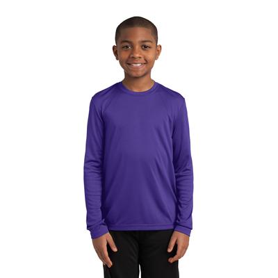 Sport-Tek YST350LS Youth Long Sleeve PosiCharge Competitor Top in Purple size Medium | Polyester