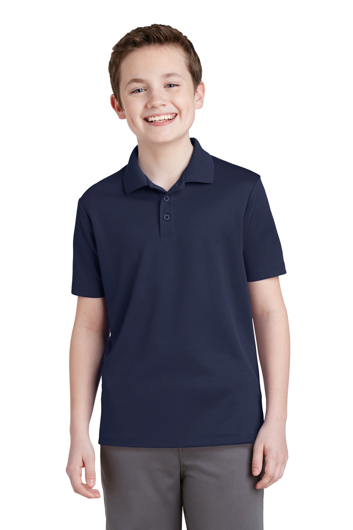 Sport-Tek YST640 Youth PosiCharge RacerMesh Polo Shirt in True Navy Blue size XS | Polyester