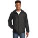 Sport-Tek JST40 Heather Colorblock Raglan Hooded Wind Jacket in Black Heather/Black size XL | Polyester