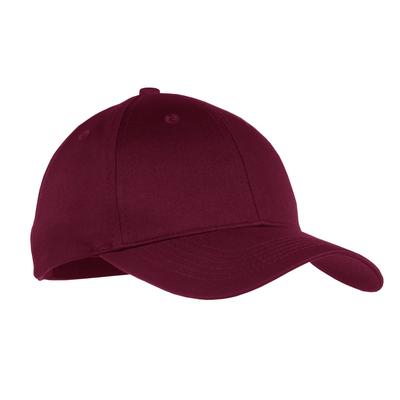 Port & Company YCP80 Youth Six-Panel Twill Cap in Maroon size OSFA | Cotton