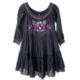 Free People Dresses | Free People Sunbeams Off-Shoulder Mini Embroidered | Color: Black/Pink | Size: S