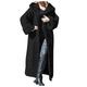 Women Cardigans Knitted Coat, Ladies Casual Solid Knit Button Plus Size Solid Color Full Sleeve Thick Sweater Long Cardigans for Women with Pockets (Black, XXXXXL)