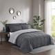 HIG 3 Piece Coverless Duvet Gray King -240 x 220cm - Cassette Box Construction - Corner Duvet Tabs - Solid Reversible 10.5 Tog Comfort with 2 Shams