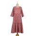 Modern Tradition,'Tiered Modern Floral Pattern Cotton Dress'