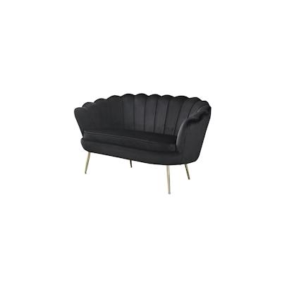 SalesFever Muschel-Sofa | Bezug Samt-Stoff | Gestell Metall goldfarben | B 136 x T 77 x H 78 cm | schwarz