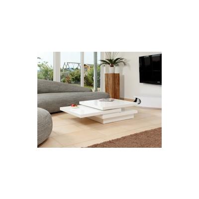 SalesFever Couchtisch rechteckig | 360 Grad drehbar | MDF-Holz | B 120 x T 80 x H 30 cm | weiß