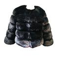 Women's Short Artificial Fur Coat Splicing Casual Solid Thick Outerwear Faux Fur Thick Outerwear Cardigan Jacket Black XL