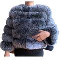 Women's Short Artificial Fur Coat Splicing Casual Solid Thick Outerwear Faux Fur Thick Outerwear Cardigan Jacket Black White S