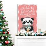 The Holiday Aisle® Panda Christmas - Premium Gallery Wrapped Canvas - Ready to Hang - Wrapped Canvas Print Canvas, in White | Wayfair