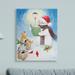 The Holiday Aisle® Christmas Snowman Reading Winter Holiday Animals by Lanie Loreth - Painting Print Canvas/ in Blue/Gray/White | Wayfair