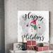 The Holiday Aisle® Snowman Happy Holidays - Wrapped Canvas Textual Art Print Metal in Gray/Pink | 40 H x 40 W x 1 D in | Wayfair