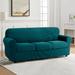 The Twillery Co.® Pizarro Soft Stretch Separate Box Cushion Sofa Slipcover Polyester in Green/Blue/Black | 41 H x 92 W x 42 D in | Wayfair