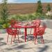 Brayden Studio® Rabia Stacking Patio Dining Side Chair, Steel in Red | 31.5 H x 22.5 W x 24.5 D in | Wayfair 1855A677EE624B44B67C3798AD8B93A5