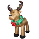 National Tree Company Reindeer Inflatable Polyester in Brown/Green/Red | 96 H x 49 W x 92 D in | Wayfair DF-2019188FTL