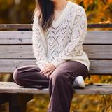 American Eagle Outfitters Sweaters | American Eagle V-Neck Sweater | Color: Cream/White | Size: S